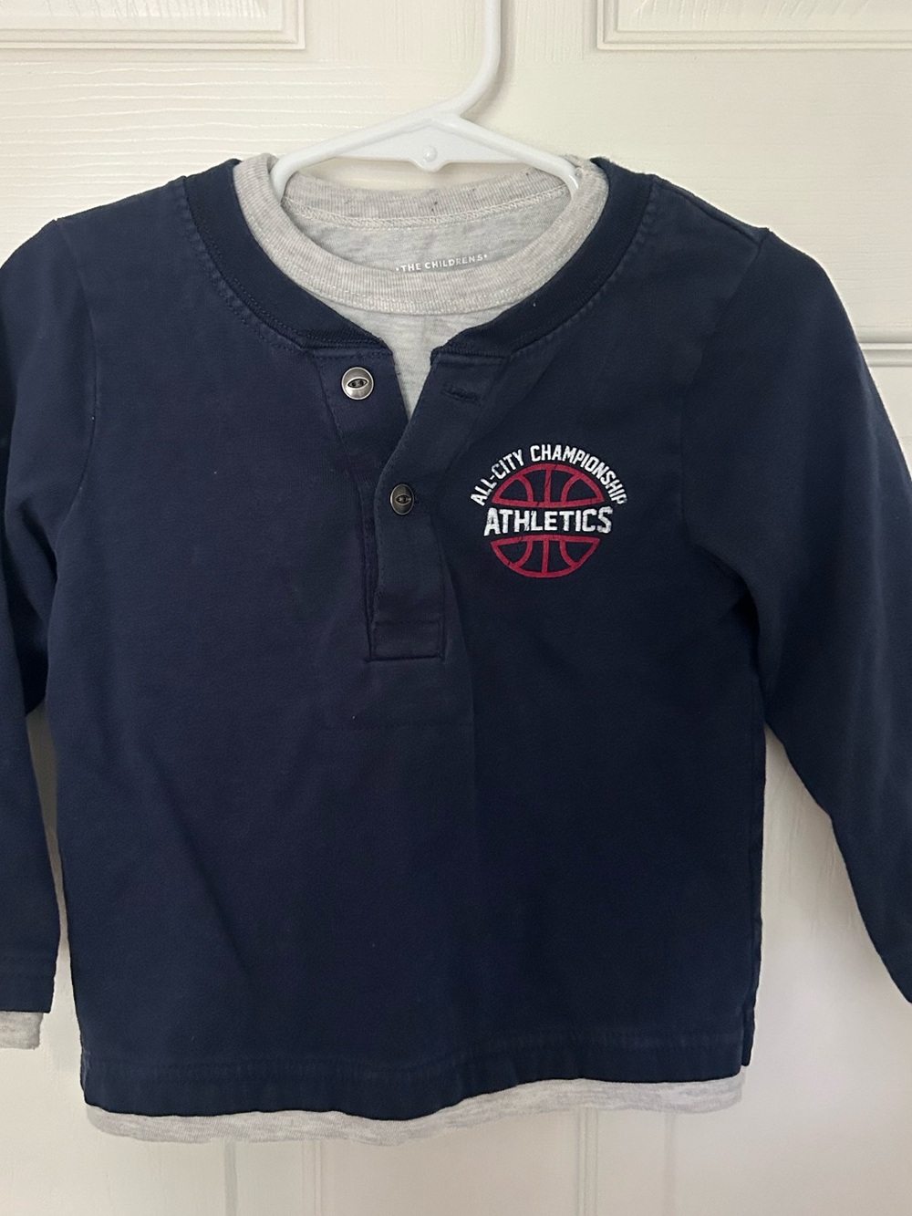 Baby Boy, The Children’s Place,Navy Basketball Long Sleeve Layered Henley Shirt
